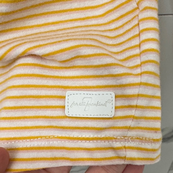 7 For All Mankind Kids Long Sleeve Shirt in Yellow, Pink, White Stripes - Picture 3 of 4